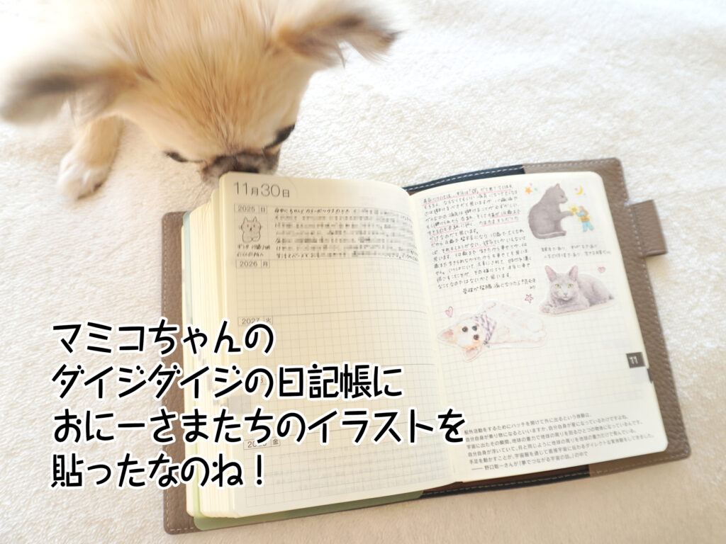 マミコちゃんのダイジダイジの日記帳におにーさまたちのイラストを貼ったなのね！