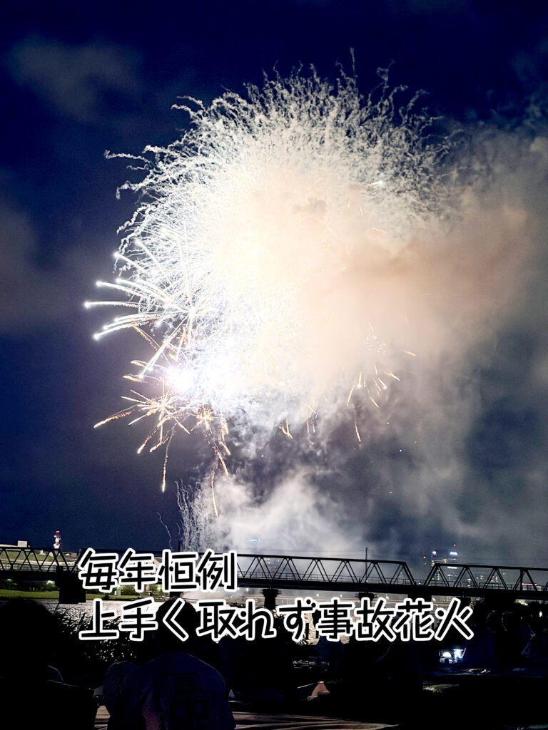 毎年恒例上手く取れず事故花火
