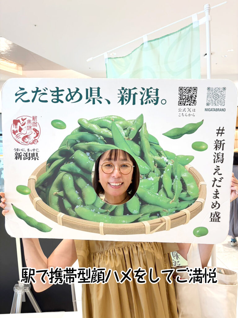 駅で携帯型顔ハメをしてご満悦